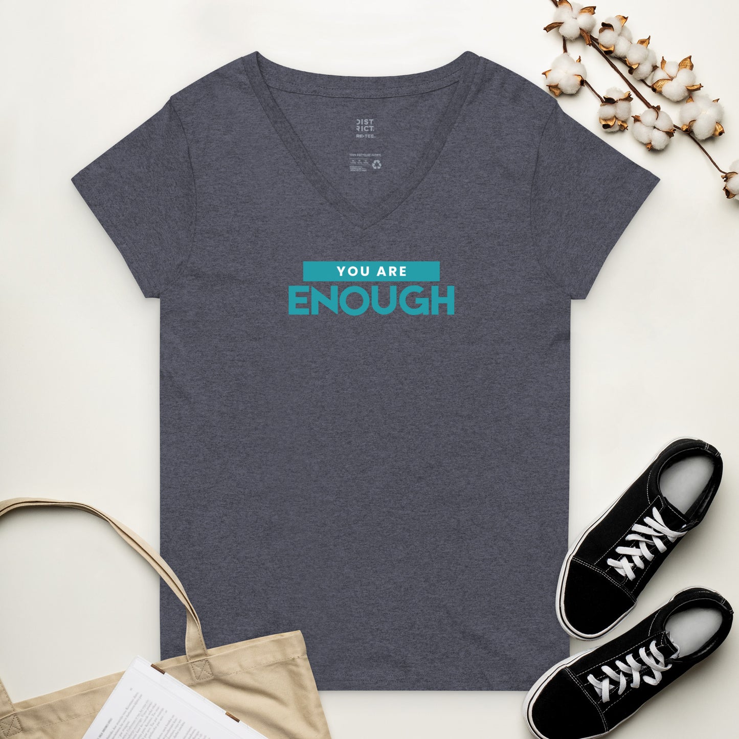 You are enough recycled v-neck t-shirt