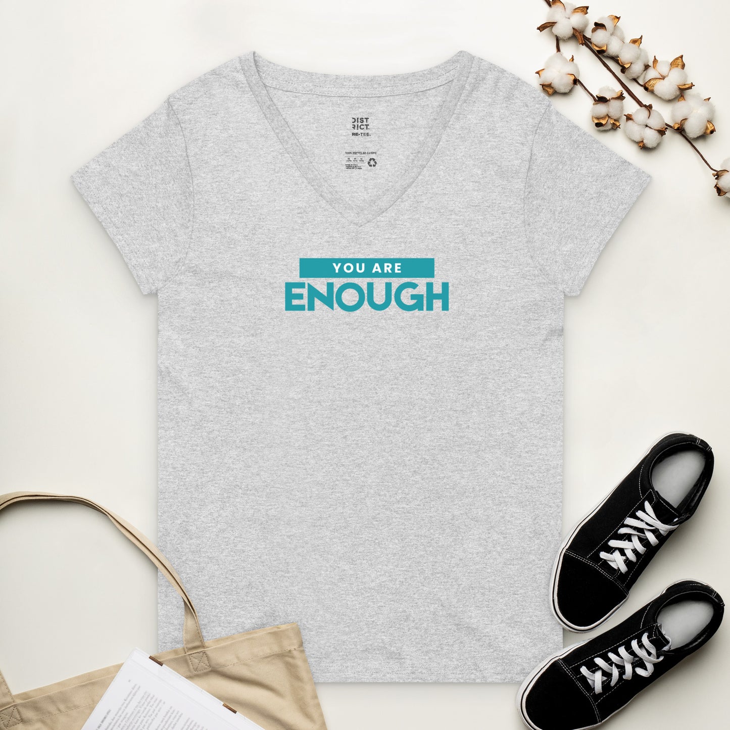 You are enough recycled v-neck t-shirt