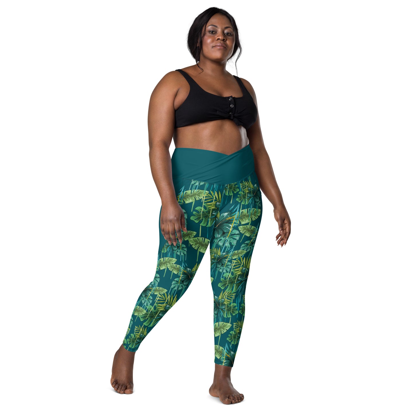 Jungle graffiti crossover leggings with pockets