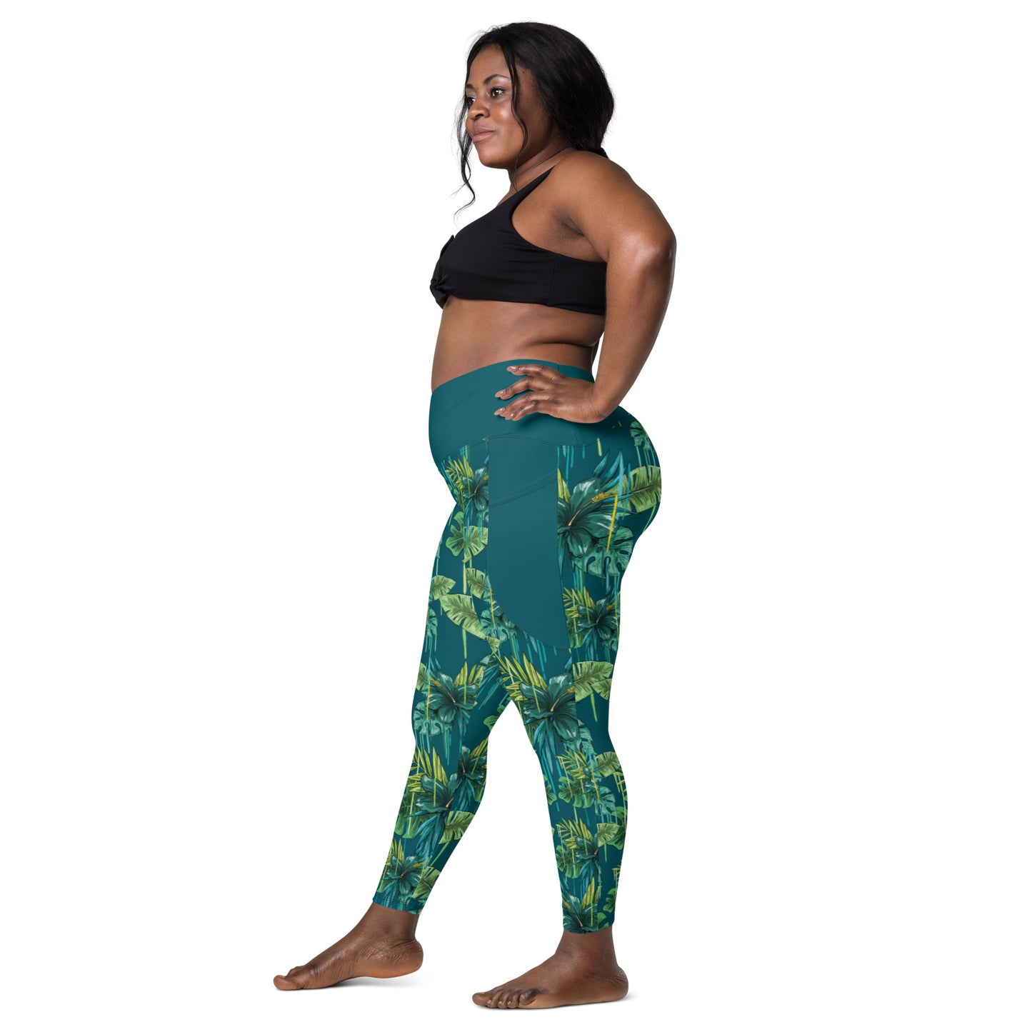 Jungle graffiti crossover leggings with pockets