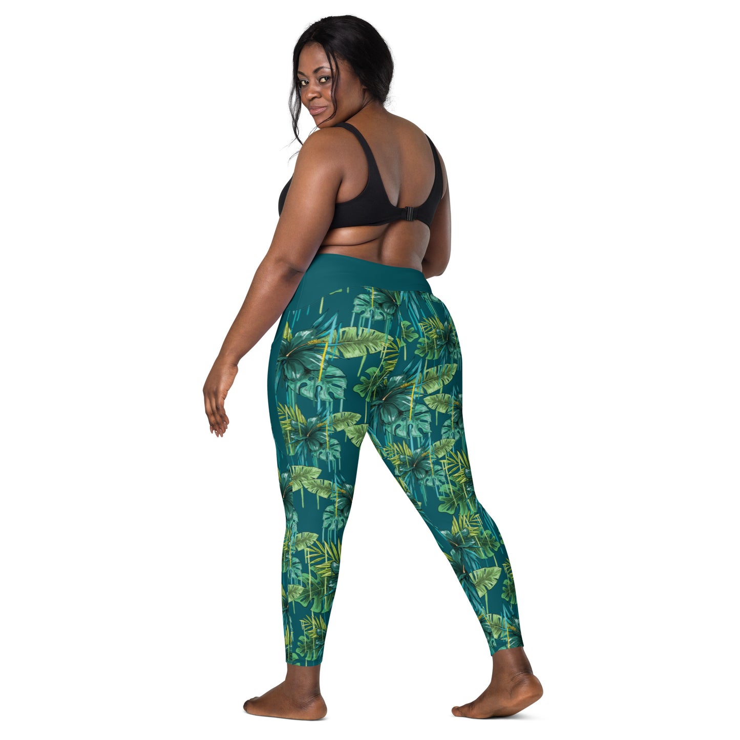 Jungle graffiti crossover leggings with pockets