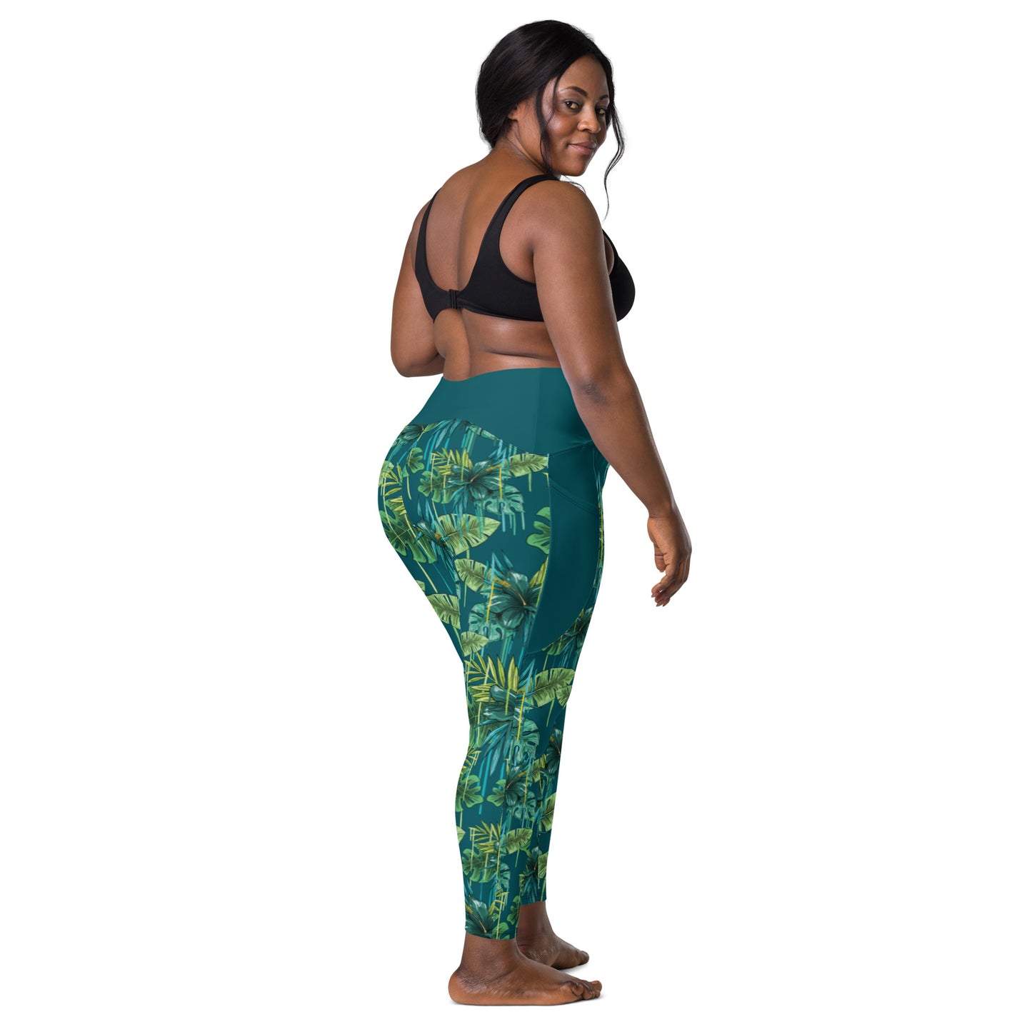 Jungle graffiti crossover leggings with pockets