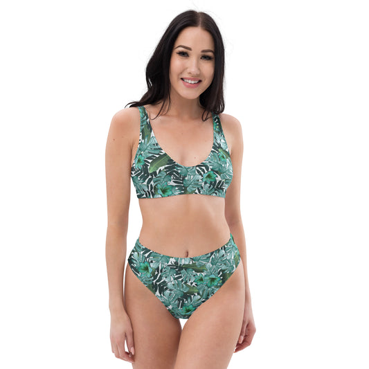 Jungle love recycled high-waisted bikini